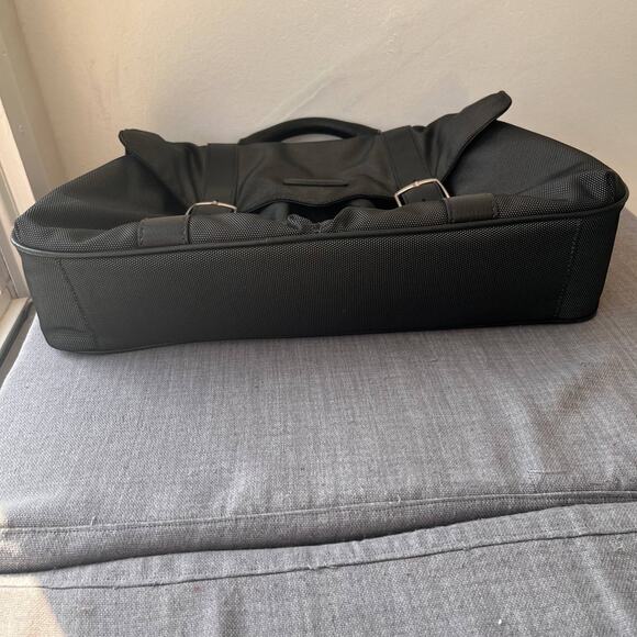 Cole Haan Canvas Leather Trim Briefcase Bag Grey Black 16" Messenger Laptop Bag - Picture 12 of 16